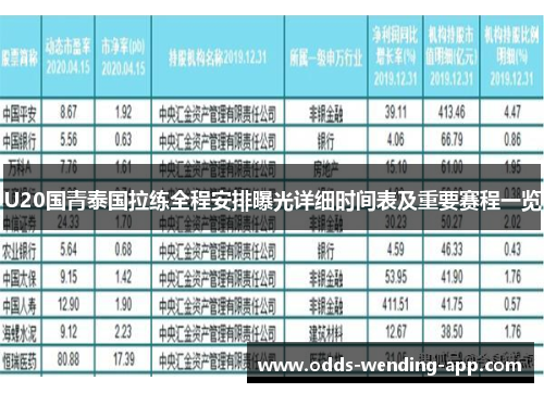 U20国青泰国拉练全程安排曝光详细时间表及重要赛程一览